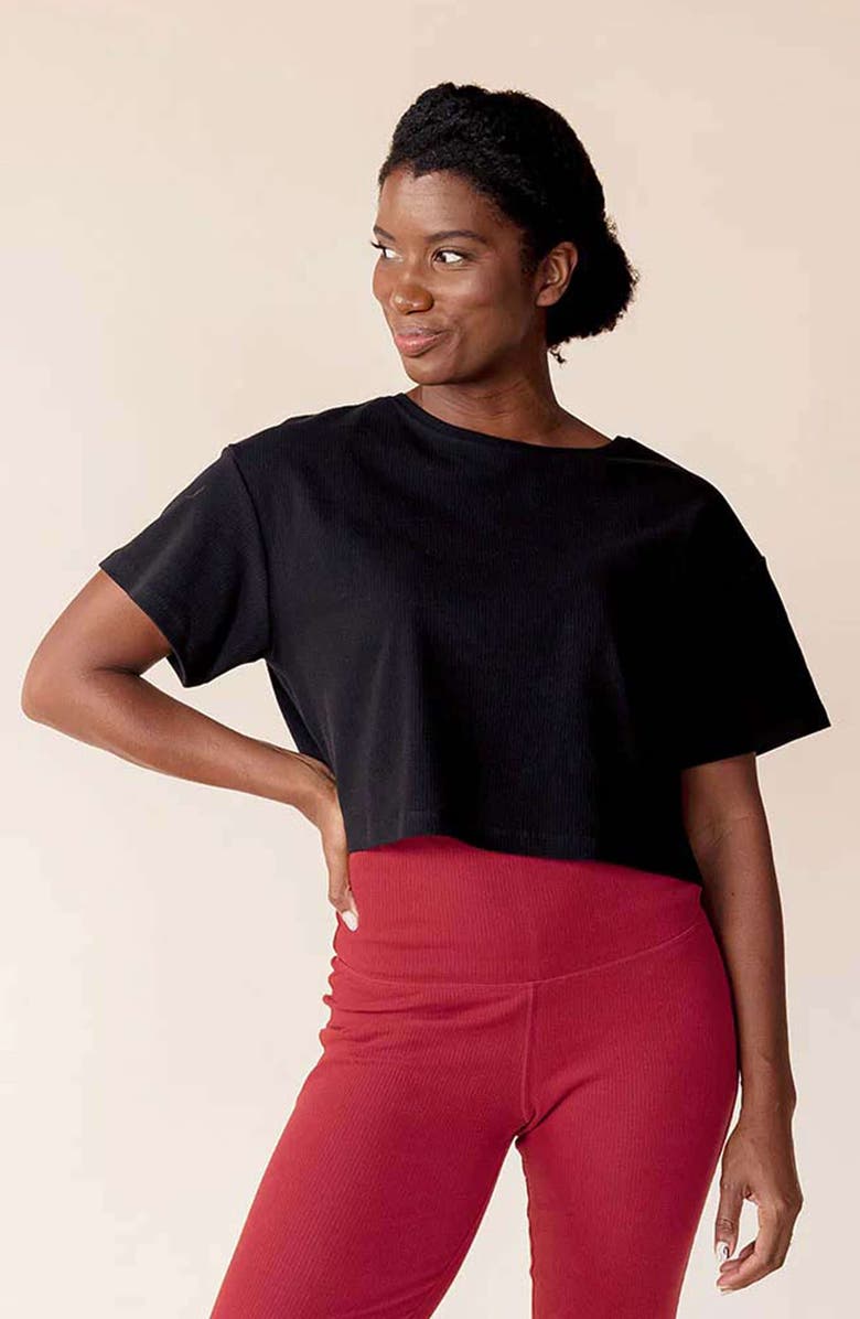 Of an Origin Organic Cotton Short Sleeve Rib Knit Crop Top & Nursing Cover, Main, color, 