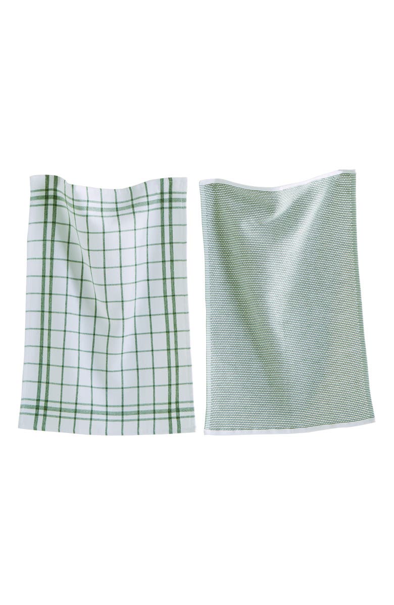 tag Classic Foliage Cotton Dishtowel Set of 2 Green Terry Cloth, Main, color, Green