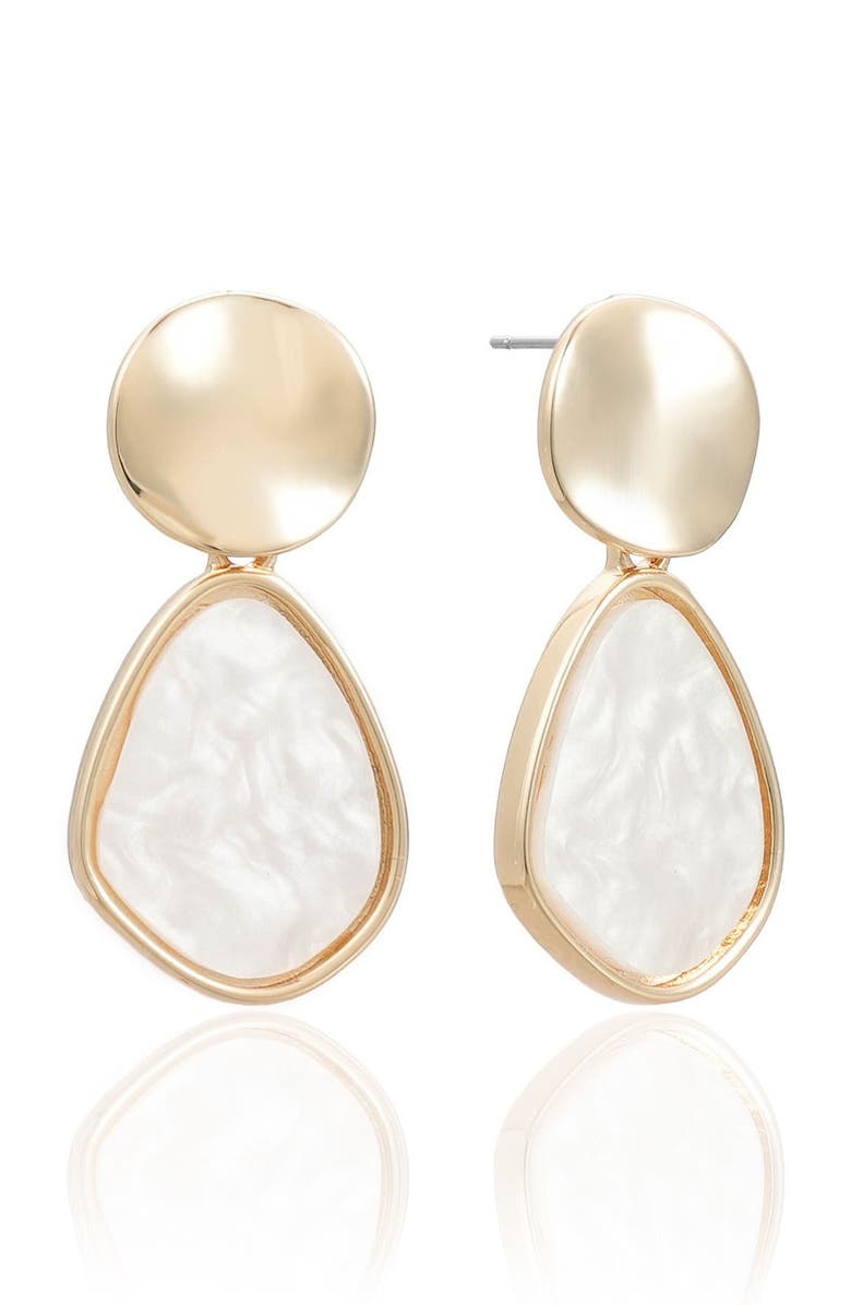 Ettika Pearl Secret Mother-of-Pearl Drop Earrings, Main, color, White/ Gold