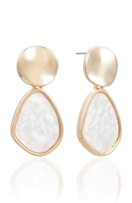 Ettika Pearl Secret Mother-of-Pearl Drop Earrings