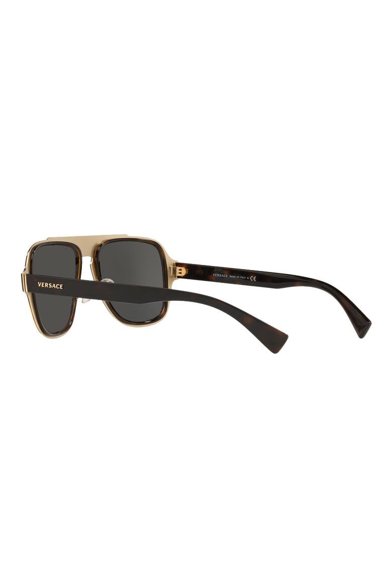 56mm Mirrored Aviator Sunglasses, Alternate, color, DARK HAVANA/ GREY GOLD MIRROR