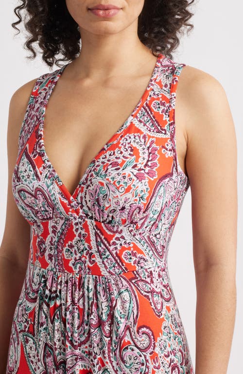 Loveappella Sleeveless Jersey Maxi Dress In Orange