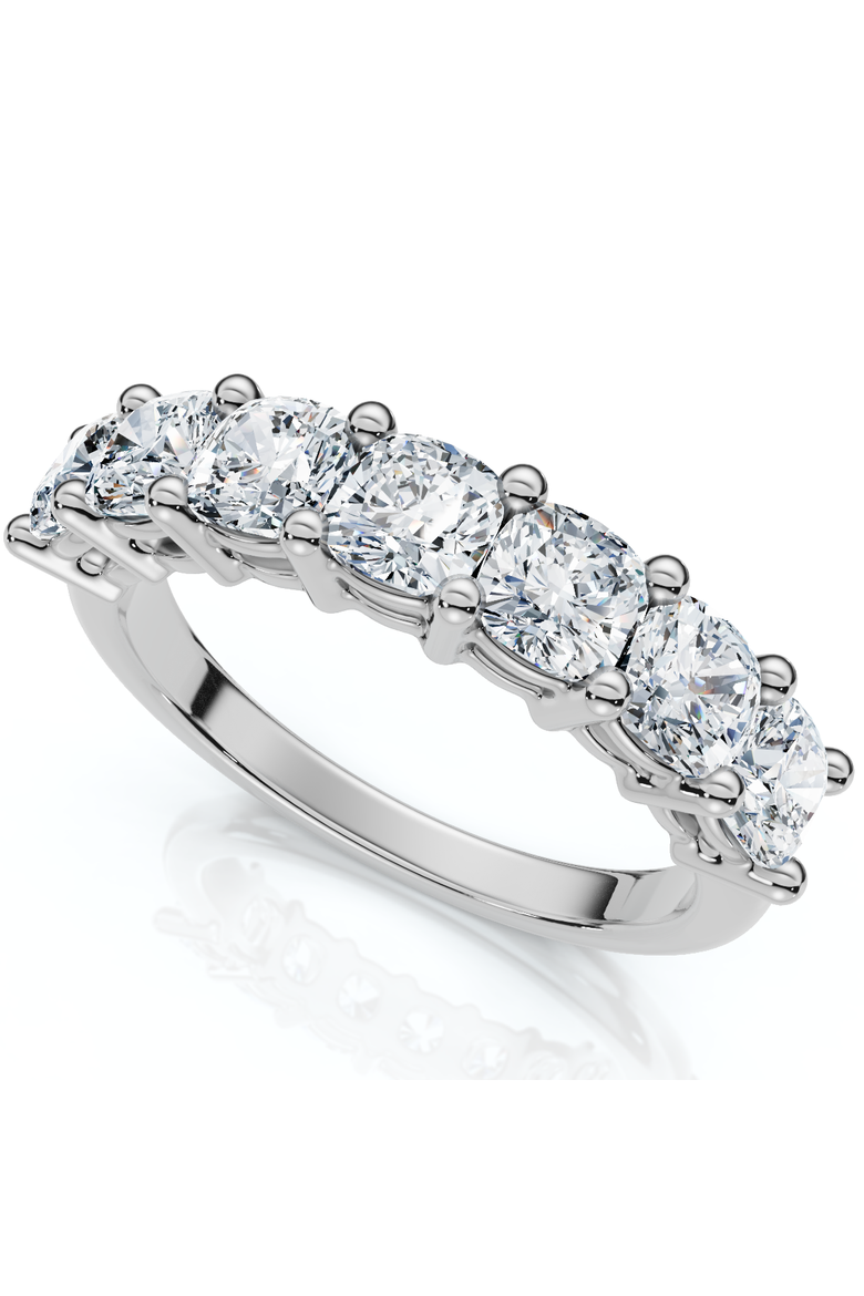 1 3/8Ct Cushion Cut Seven Stone Wedding Ring 14k Gold Lab Grown, Alternate, color, 14k White Gold