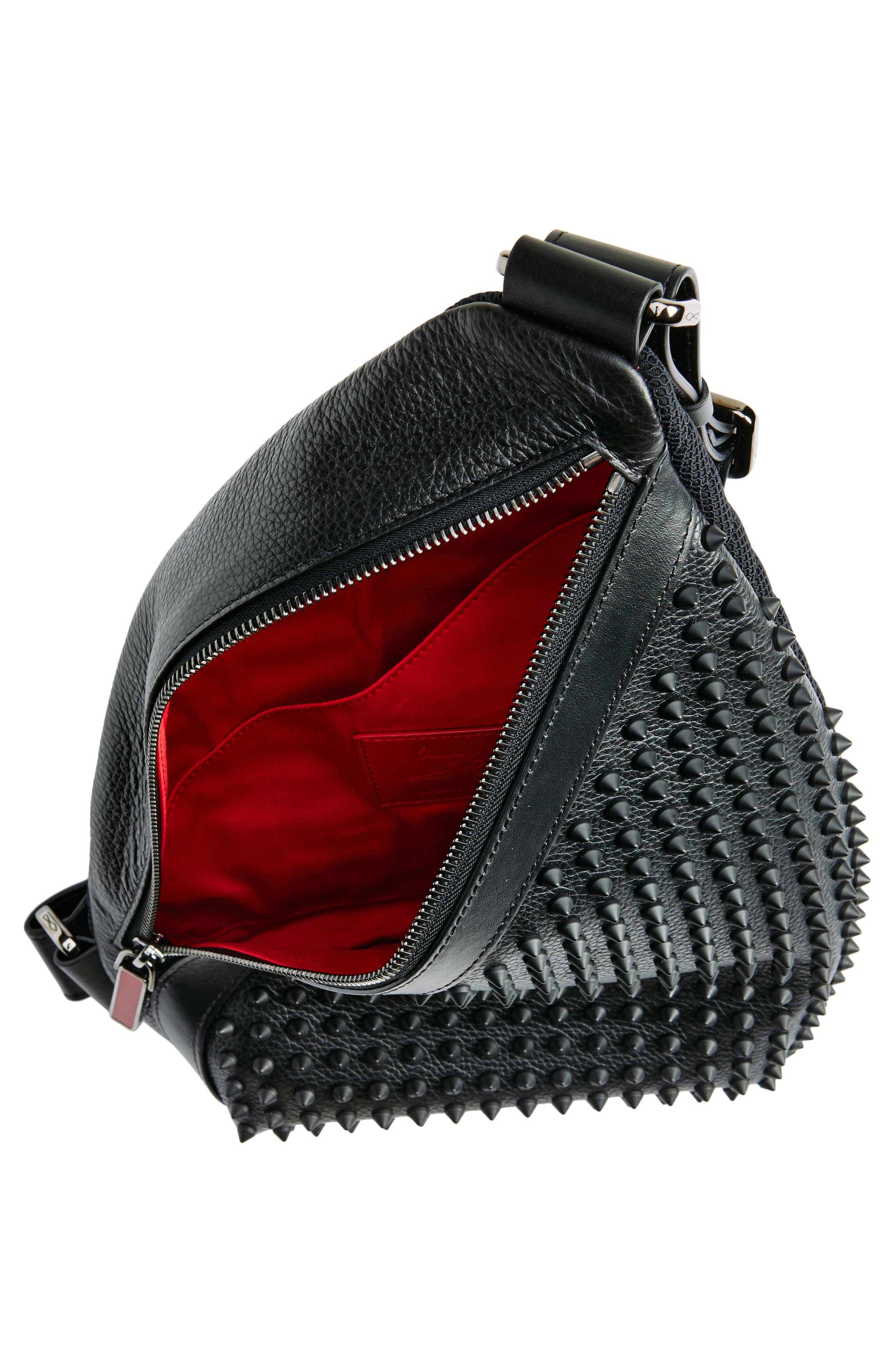 Christian Louboutin Funky Empire Spike Sling Bag, Alternate, color, Black
