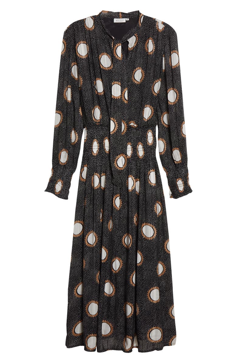 Masai Copenhagen Nomina Smocked Waist Long Sleeve Midi Dress, Alternate, color, 