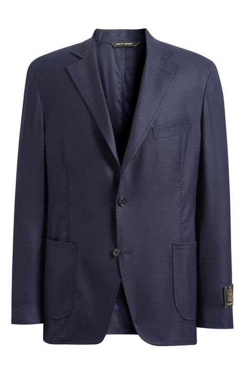 Navy Wool Stretch Twill Blazer (Regular & Big)