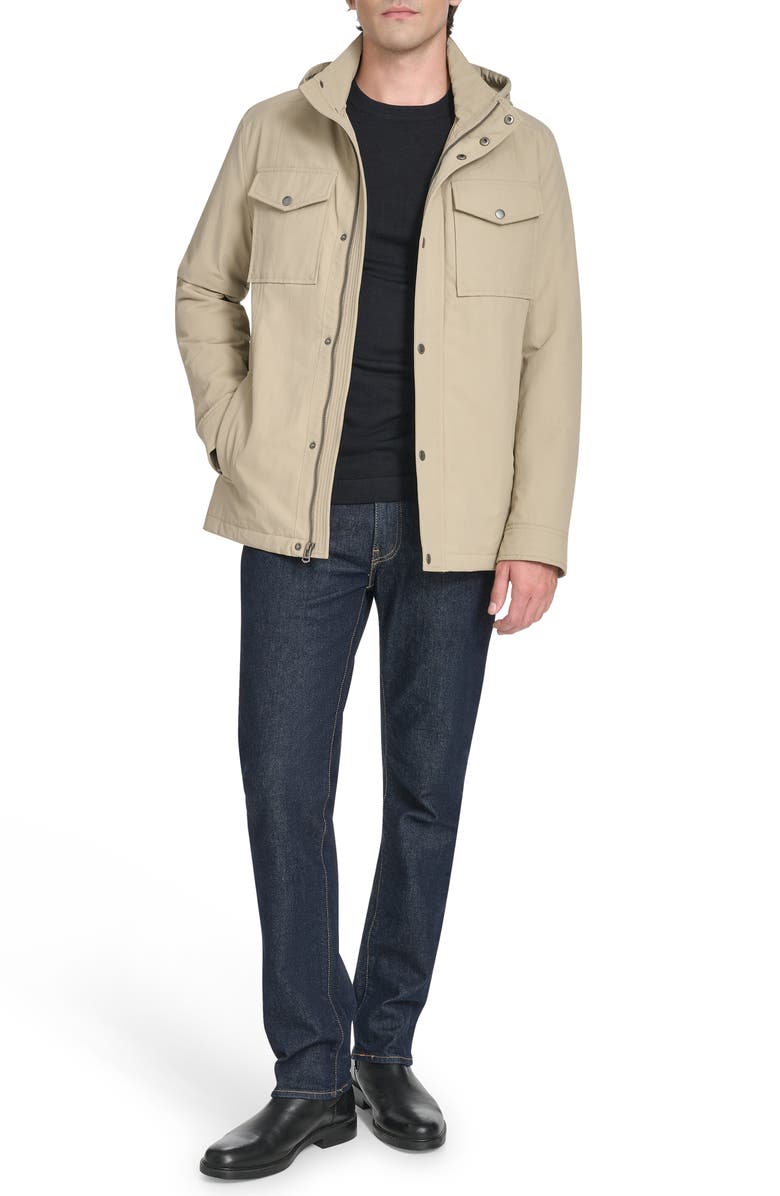 Cole Haan Signature Hooded Waterproof Field Jacket, Alternate, color, Khaki