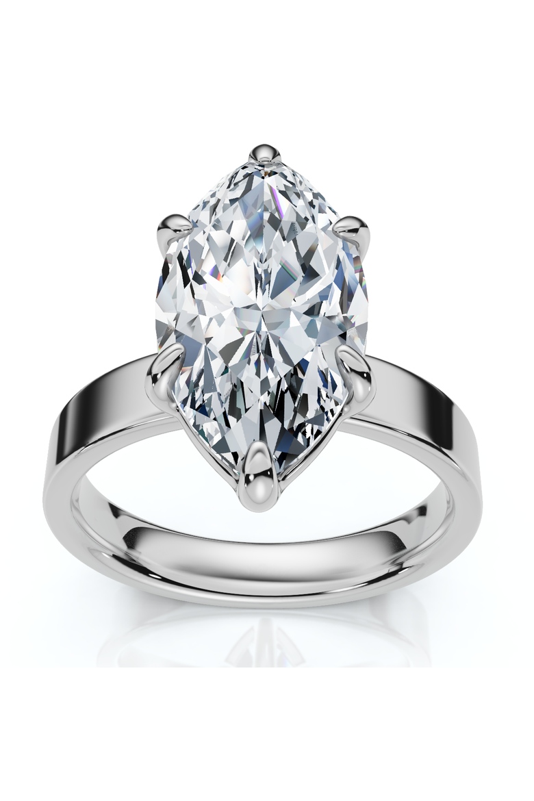 Certified 2Ct Marquise Cut Flat Cigar Band Engagement Ring 14k Gold Lab Grown, Main, color, 14k White Gold