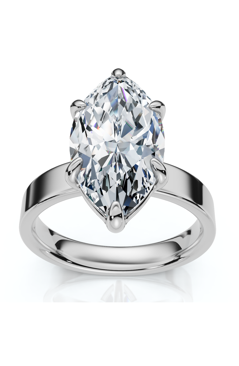 Bliss Diamond Certified 2Ct Marquise Cut Flat Cigar Band Engagement Ring 14k Gold Lab Grown, Main, color, 14K White Gold