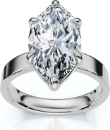 Bliss Diamond Certified 2Ct Marquise Cut Flat Cigar Band Engagement Ring 14k Gold Lab Grown