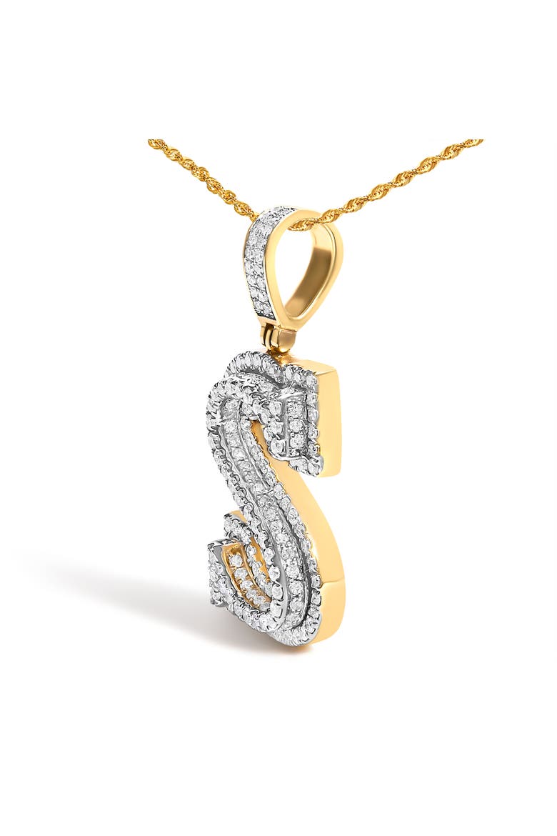 Men's 10K Yellow Gold 1 5/8 Cttw Letter S Initial Pendant Necklace, Alternate, color, Yellow Gold