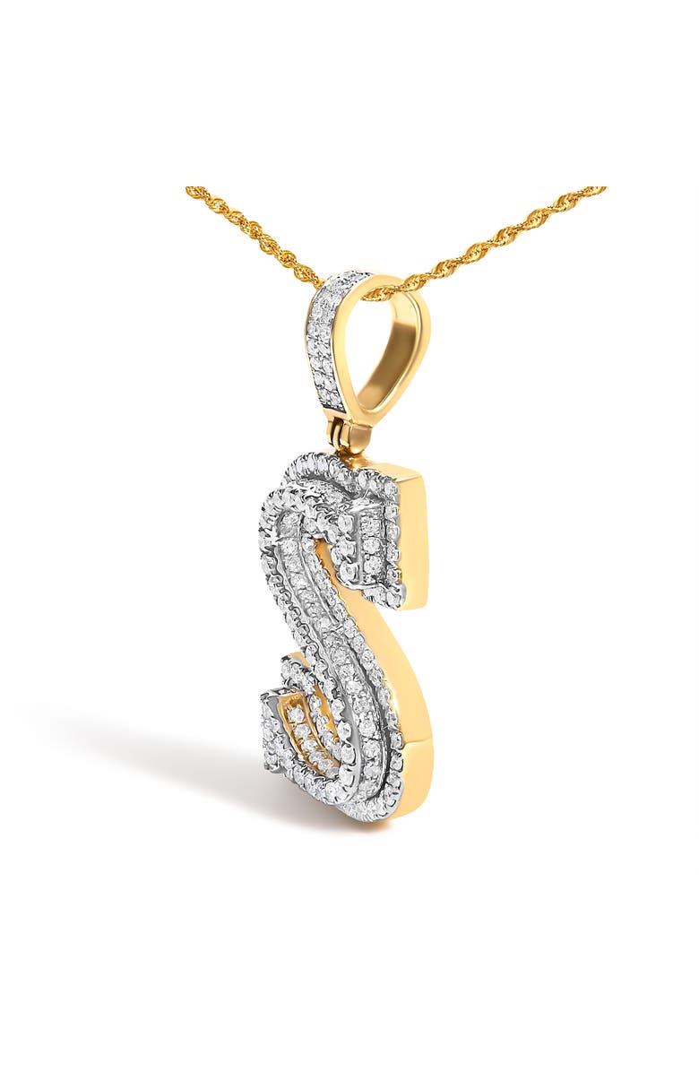 Haus of Brilliance Men's 10K Yellow Gold 1 5/8 Cttw Letter S Initial Pendant Necklace, Alternate, color, Yellow Gold