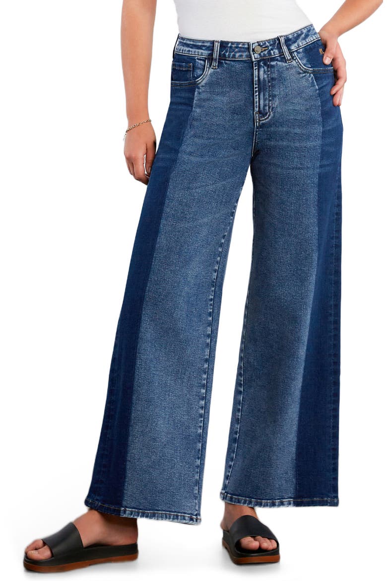 Relaxed Wide Leg Jeans, Main, color, 2 TONE BLUE