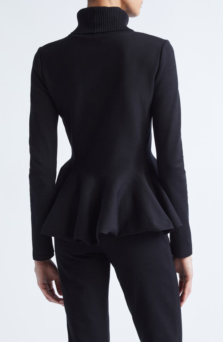 Giambattista Valli Turtleneck Knit Peplum Top, Alternate, color, Black