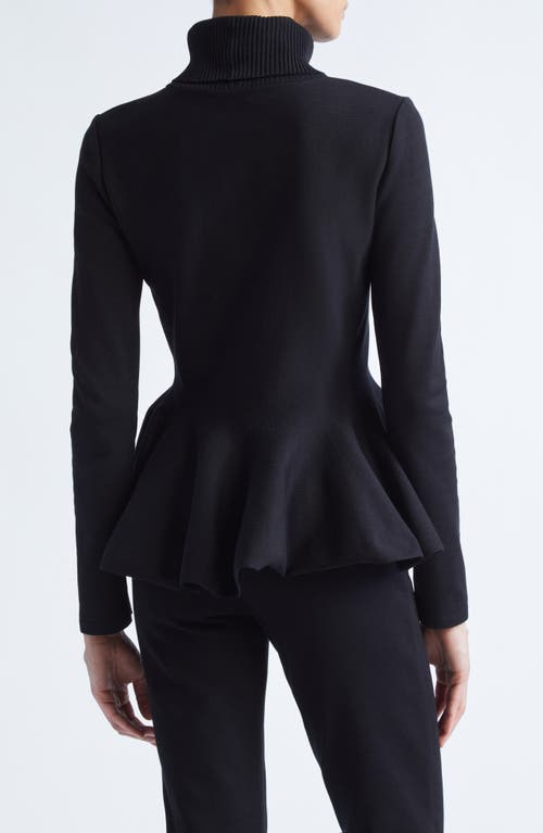 Giambattista Valli Turtleneck Knit Peplum Top In Black
