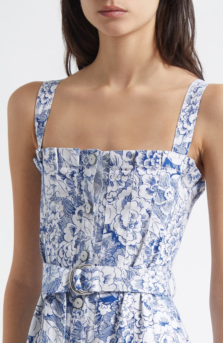 Cinq à Sept Floral Print A-Line Dress, Alternate, color, White/ Dark Cerulean