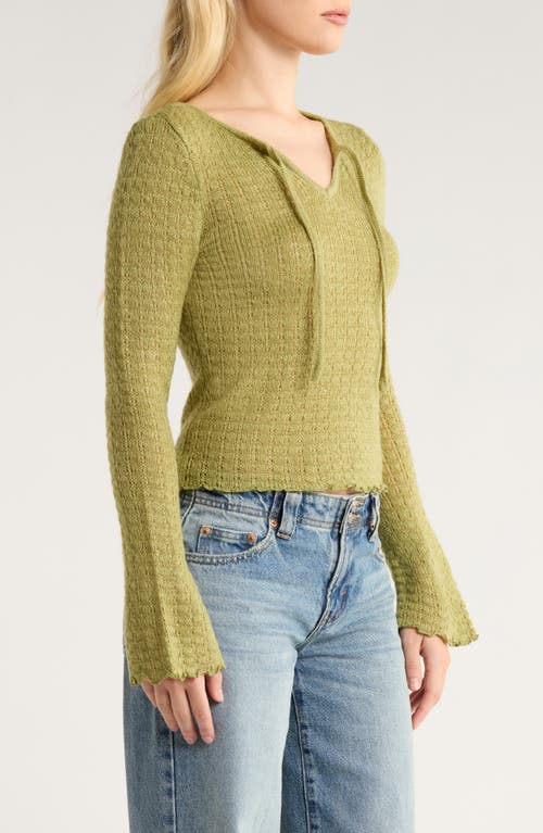 Pacsun Diana Pointelle Sweater In Green