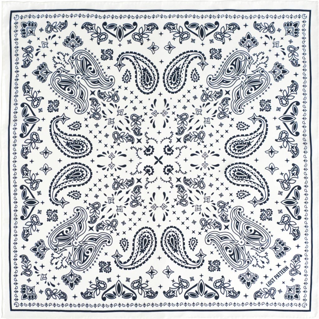 Lost Pattern Nyc "paisley" Silk Bandana Scarf In White