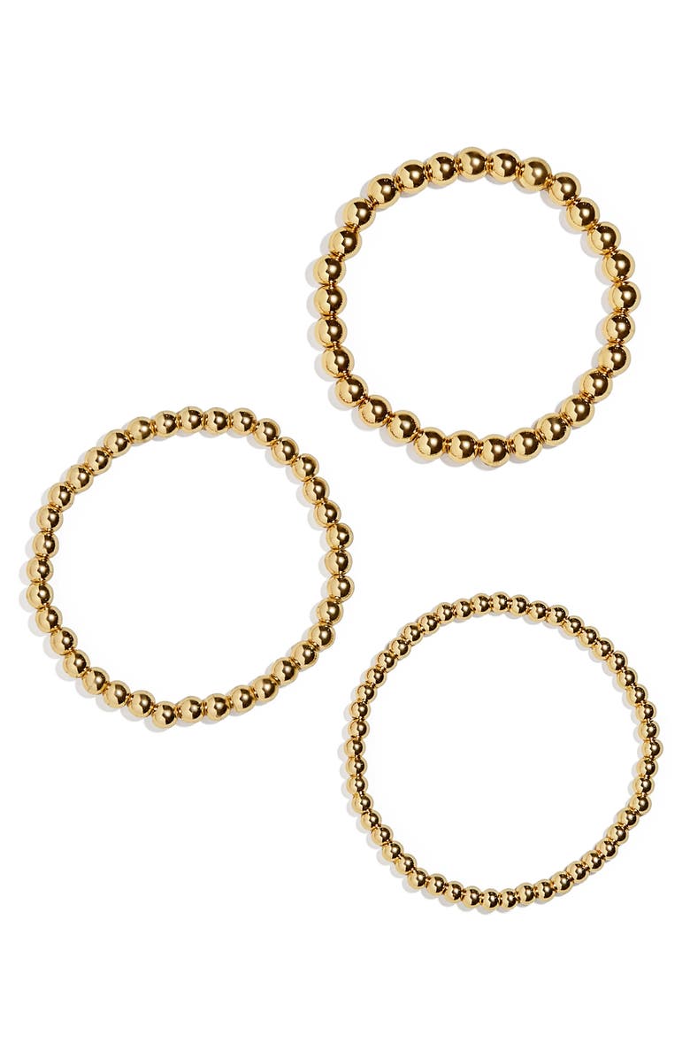 BaubleBar Pisa Set of 3 Stretch Bracelets, Main, color, Gold