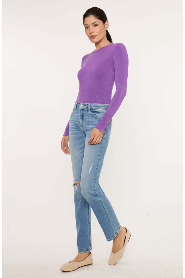 Florence Essentials High Rise Slim Straight Jeans, Alternate, color, Medium Wash