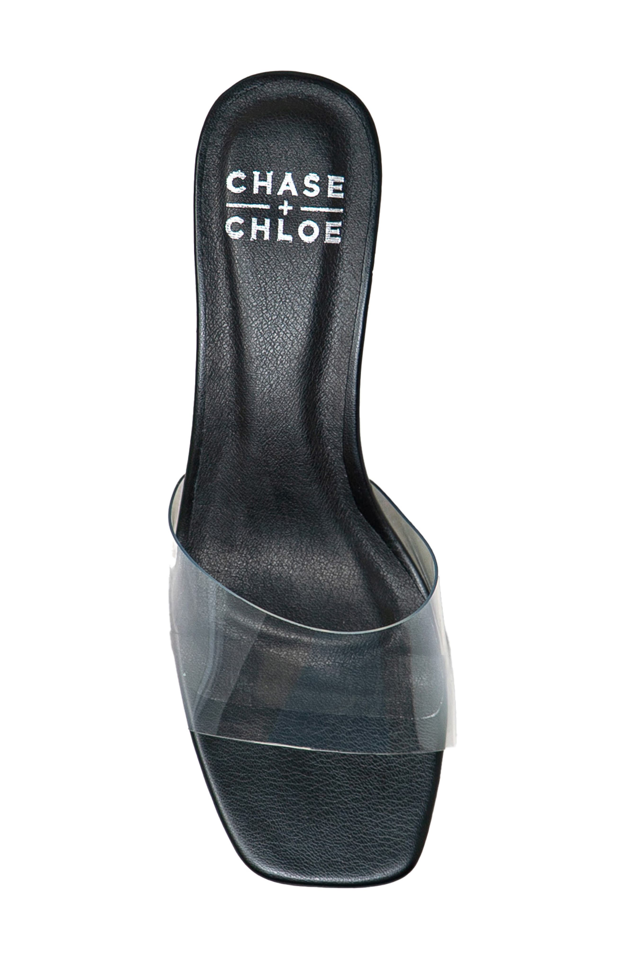 CHASE AND CHLOE Oriana Clear Sandal, Alternate, color, Black Pu