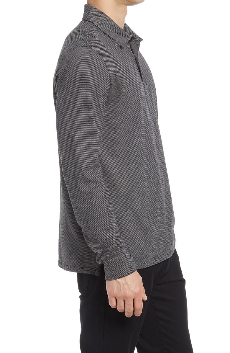 Vince Stripe Long Sleeve Sueded Pima Cotton Polo, Alternate, color,