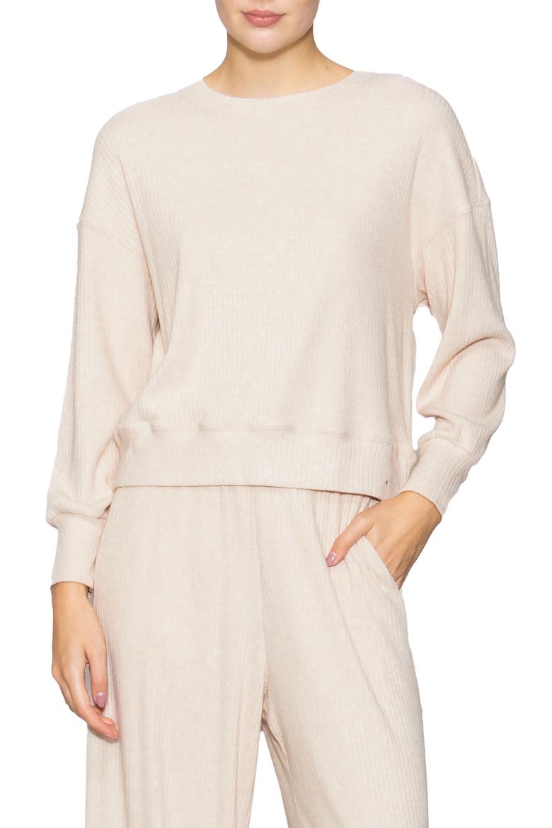 Relaxed Rib Top, Main, color, HEATHER TAUPE