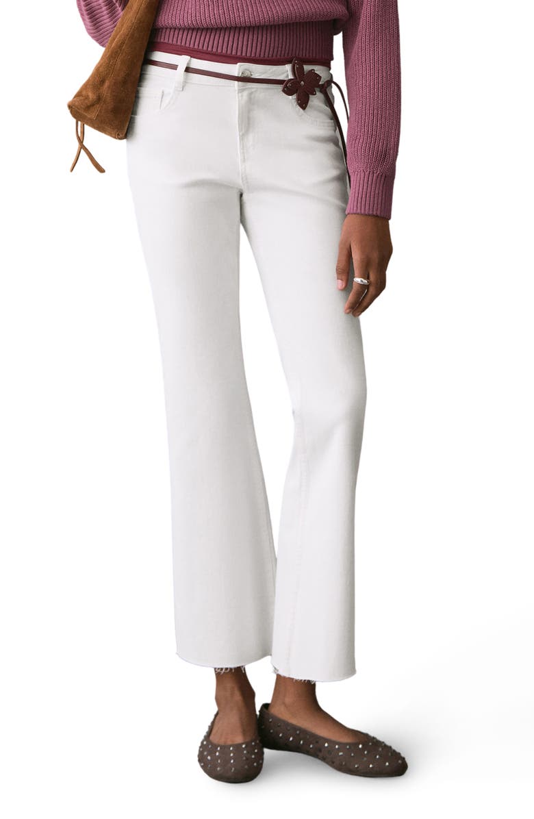 MANGO TEEN Mid Rise Crop Flare Jeans, Main, color, Off White