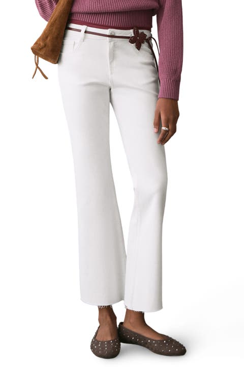 Mid Rise Crop Flare Jeans