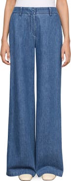 Lafayette 148 New York Charles Wide Leg Chambray Pants