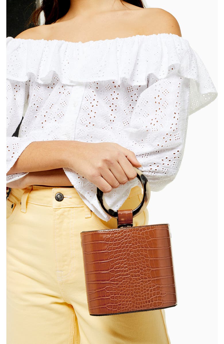 Topshop Gaze Crocodile Grab Bag, Alternate, color,