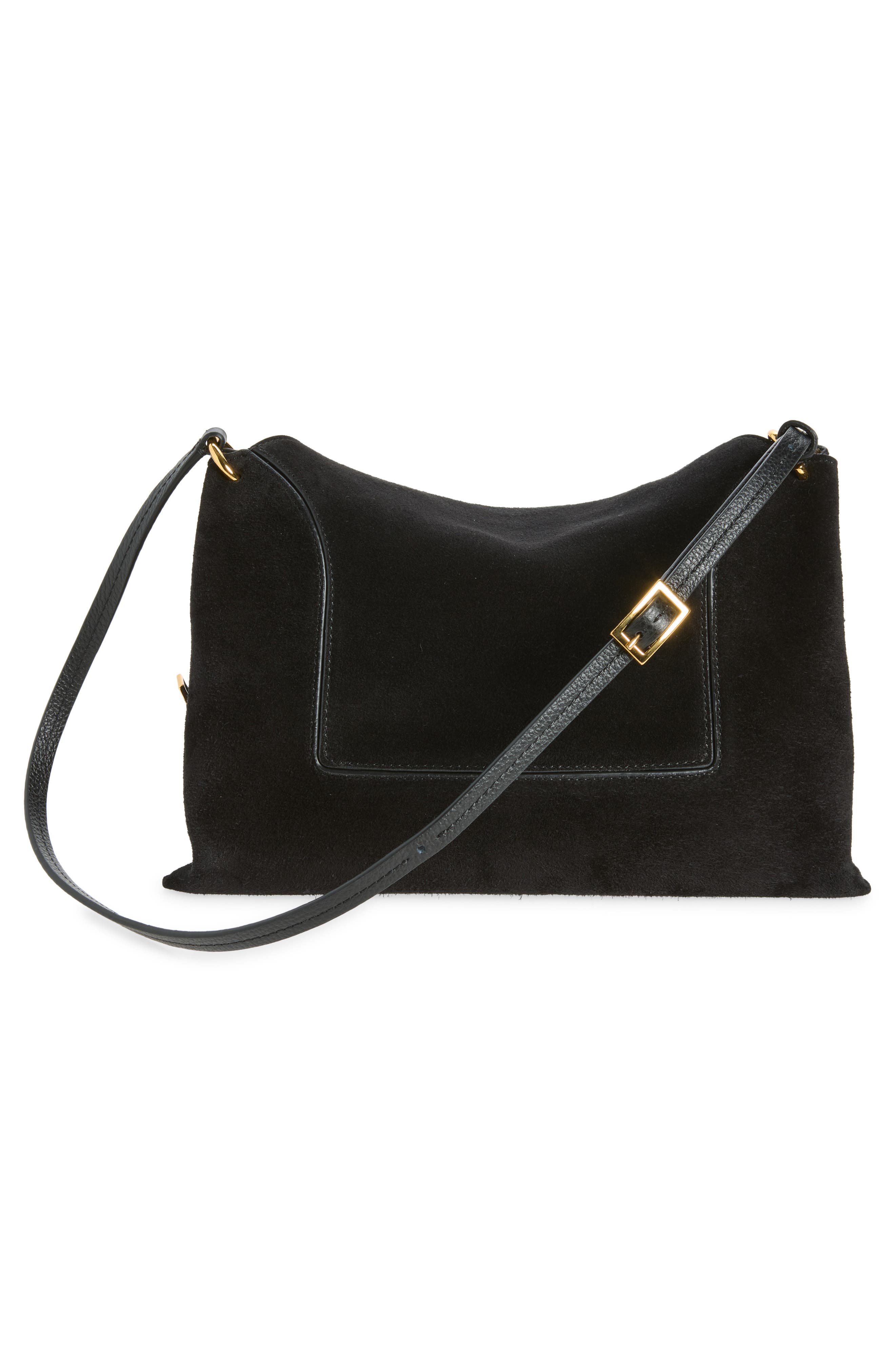 Penelope Slouch Leather Crossbody Bag, Alternate, color, BLACK SUEDE / BLACK