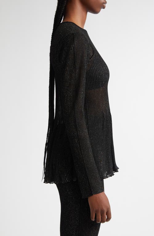 Cfcl Hypha Lucent Glitter Pintuck Flare Top In Black-multi