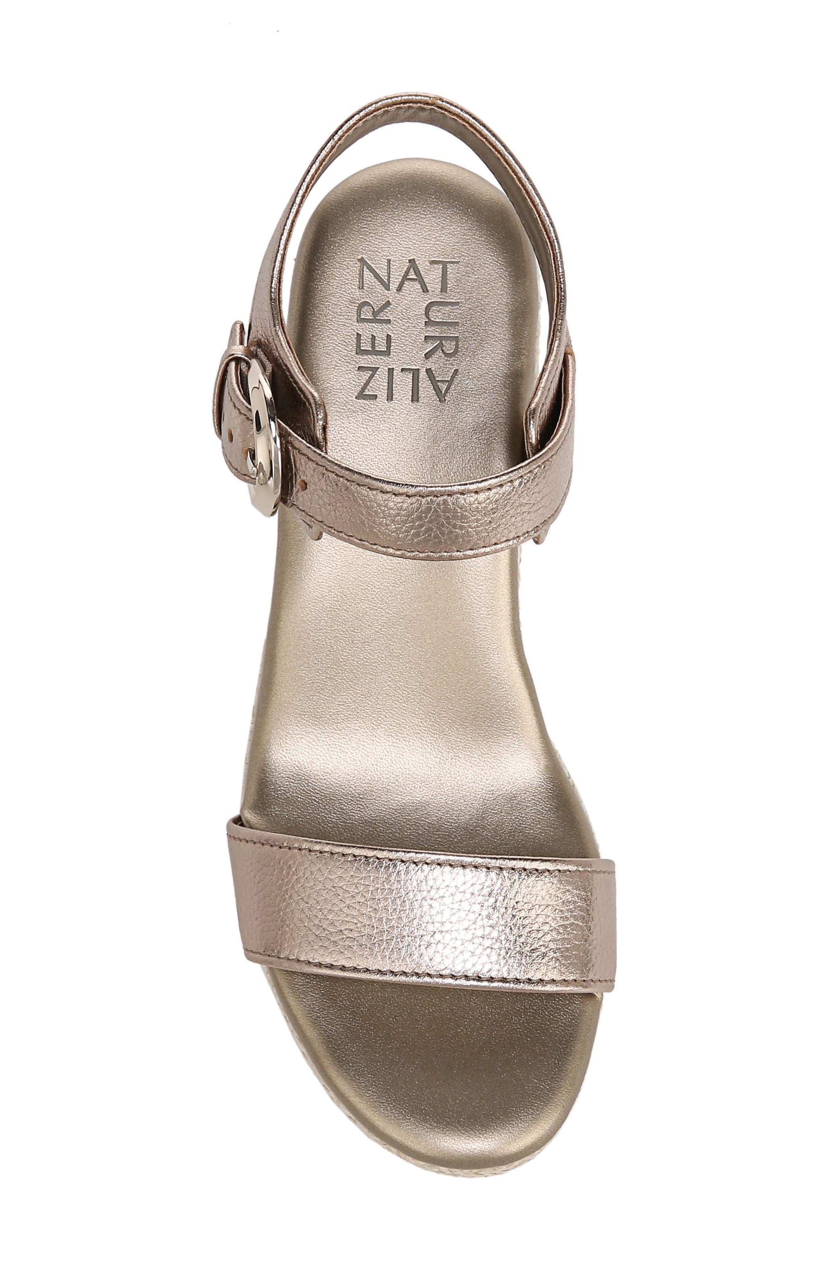 Stella Platform Wedge Sandal, Alternate, color, WARM SILVER LEATHER