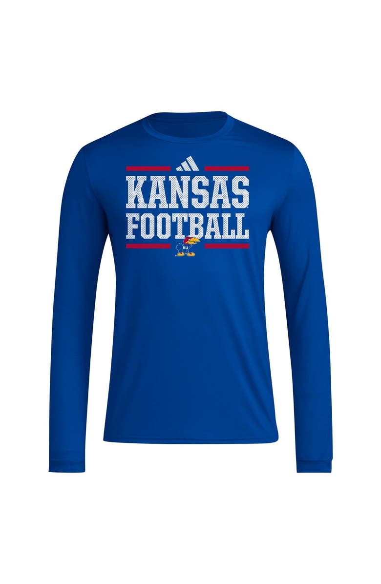adidas Men's adidas Royal Kansas Jayhawks Locker Football Pre-Game AEROREADY Long Sleeve T-Shirt, Alternate, color, Royal