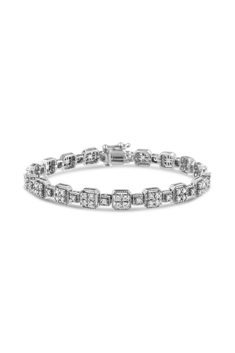 10K White Gold 2.0 Cttw Diamond Square Link Bracelet, Main, color, White