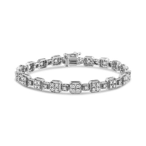 10K White Gold 2.0 Cttw Diamond Square Link Bracelet