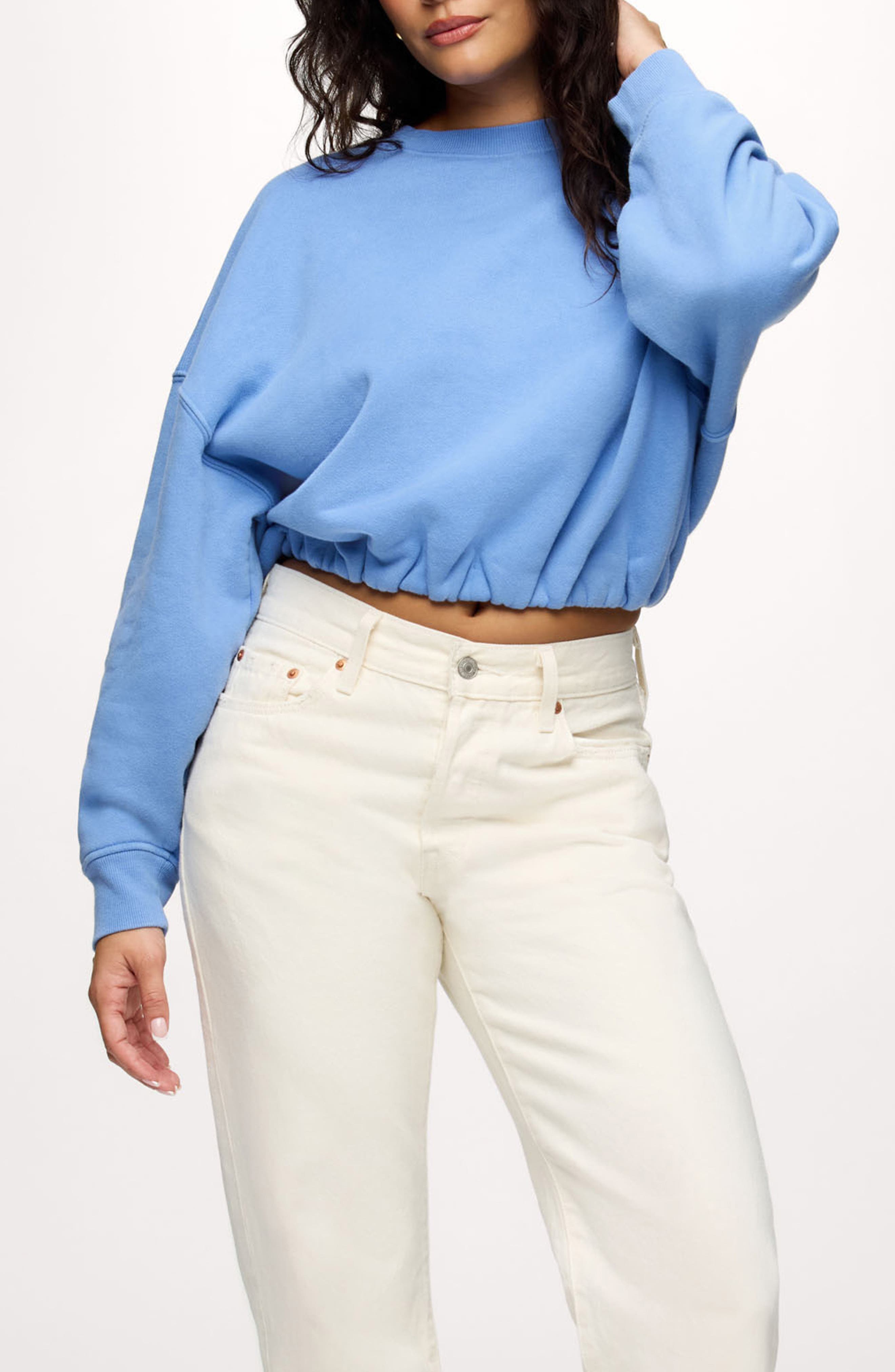 Nuuds Cinch Waist Fleece Sweatshirt In Blue