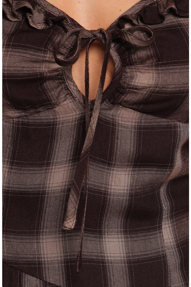 Farrell Plaid Midi Dress, Alternate, color, BROWN PLAID