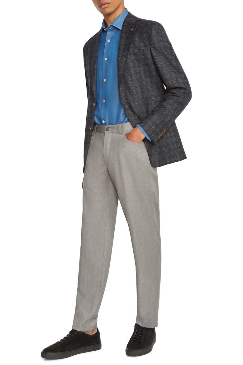 Midland Unconstructed Plaid Wool Sport Coat, Alternate, color, GREY