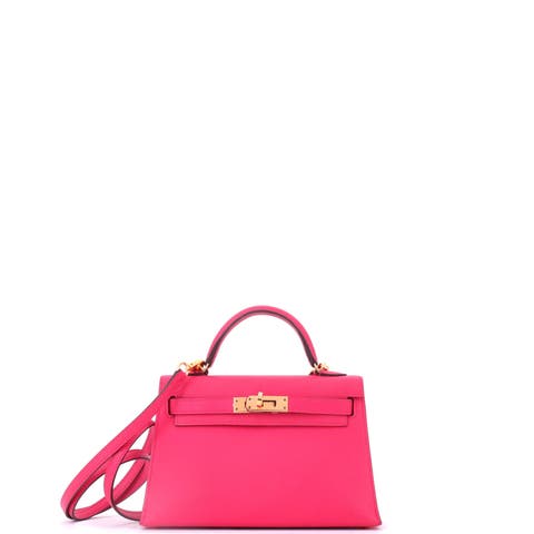 Kelly Mini II Bag Pink Epsom with Gold Hardware 20