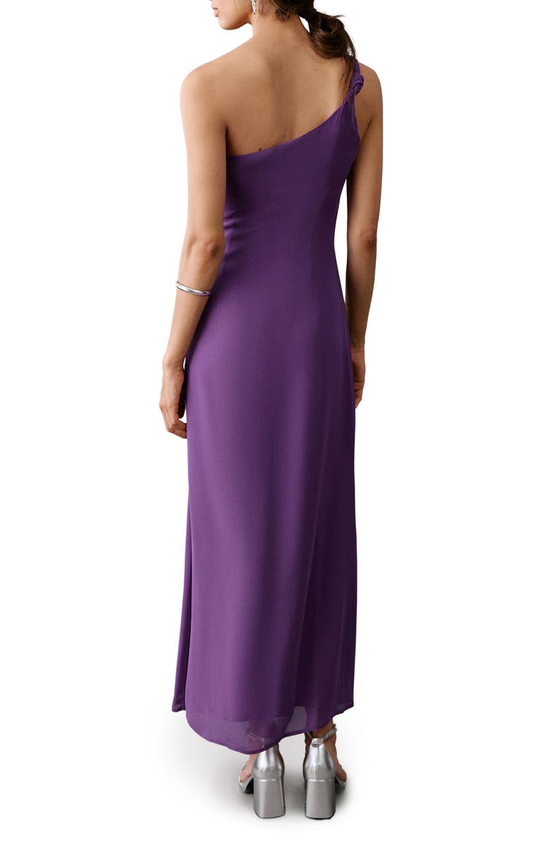 MANGO TEEN Knotted One Shoulder Dress, Alternate, color, Purple