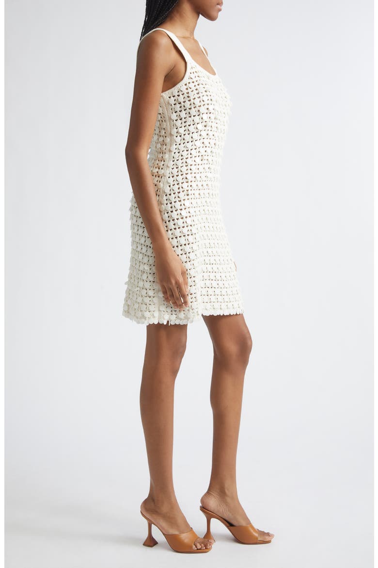 Lala Paillette Detail Open Stitch Cotton Minidress, Alternate, color, COCONUT
