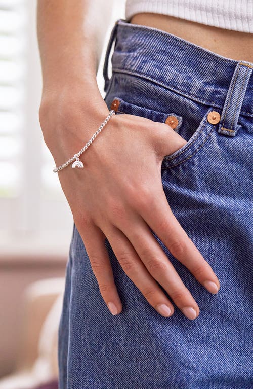 Estella Bartlett Rainbow Sienna Beaded Stretch Bracelet In Silver