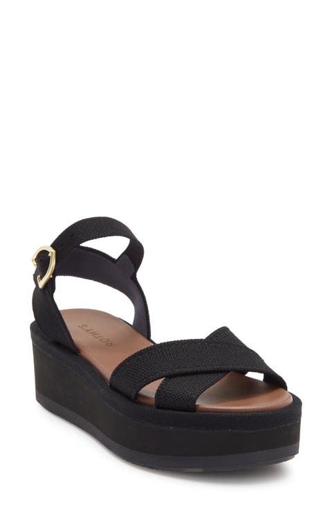 Criss-Cross Platform Ankle Strap Sandal