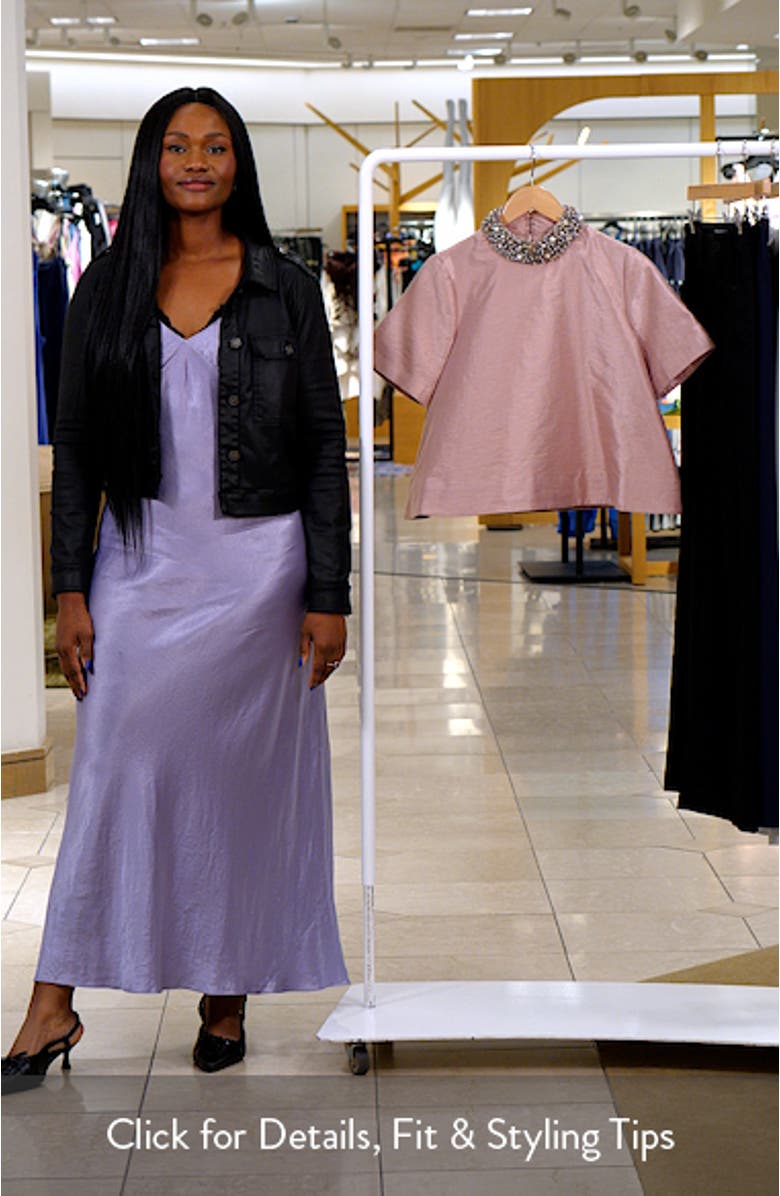 Faux Pearl & Rhinestone Collar Boxy Top, sales video thumbnail