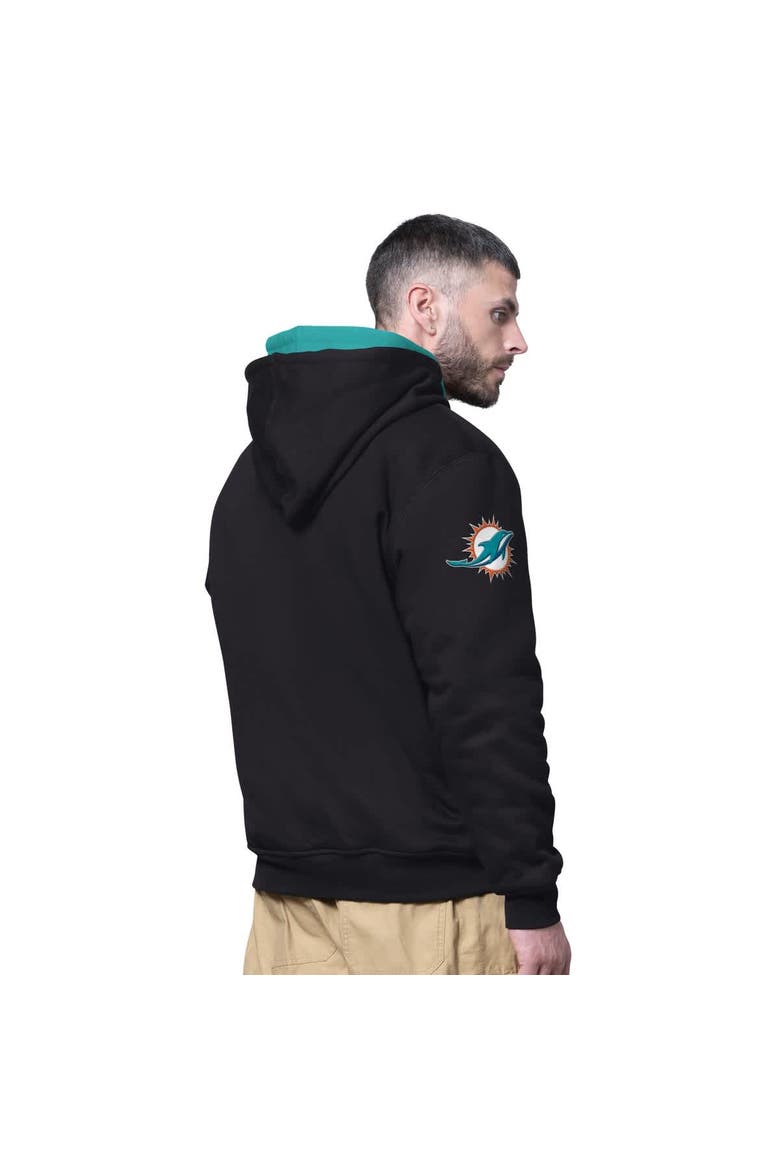 Men's Starter Black Miami Dolphins Big Shot Full-Zip Double Hoodie, Alternate, color, Black