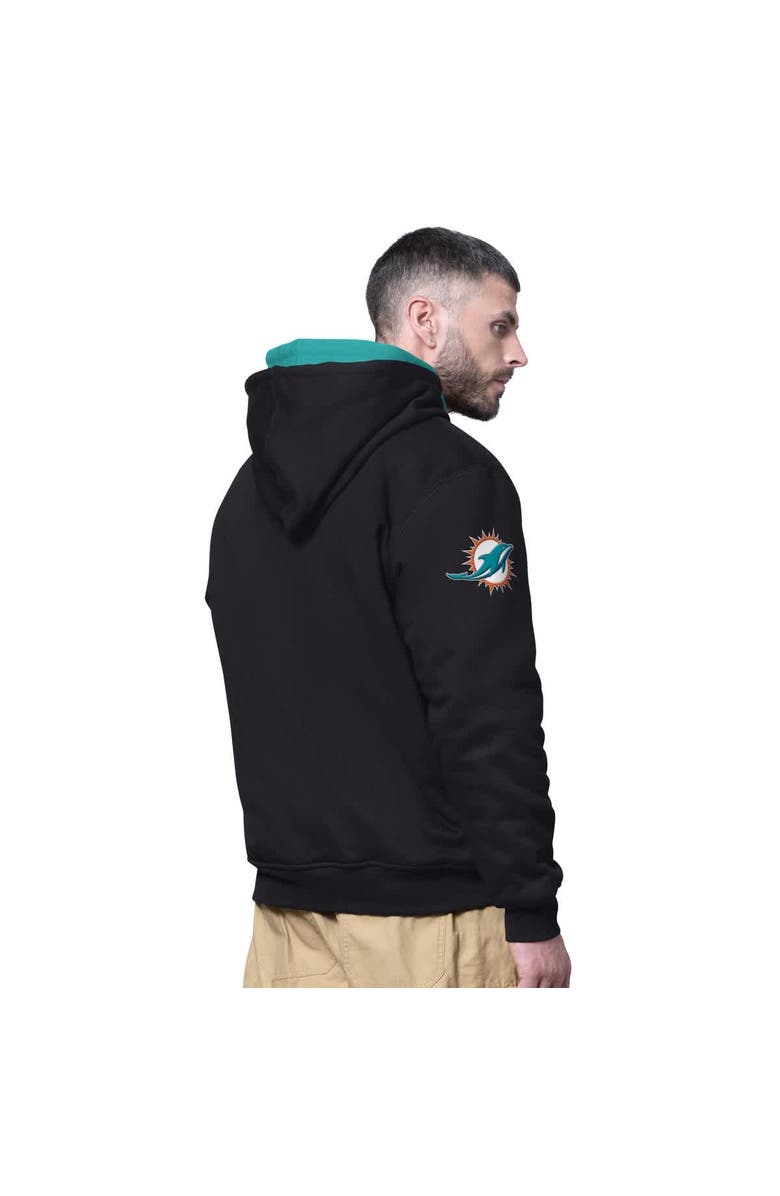 STARTER Men's Starter Black Miami Dolphins Big Shot Full-Zip Double Hoodie, Alternate, color, Black