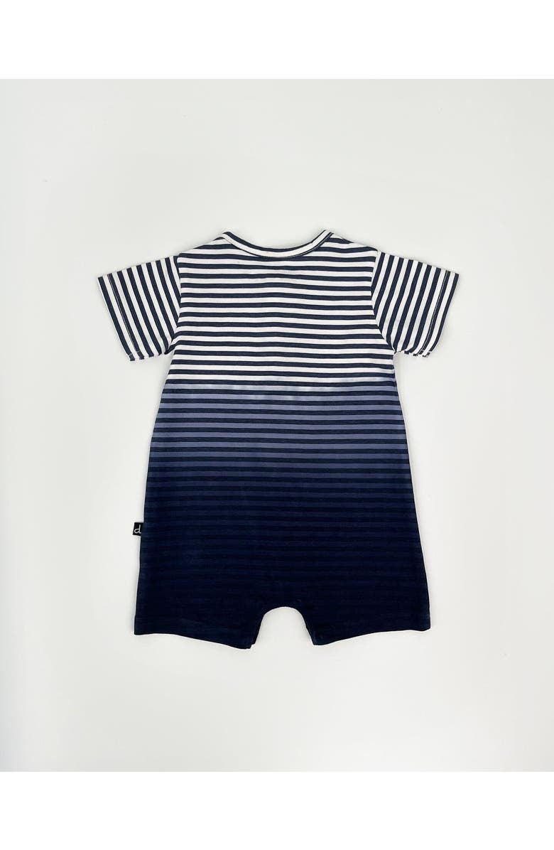 Deux par Deux Short Sleeve Gradient Stripes Organic Cotton Romper, Alternate, color, Striped Gradient Blue