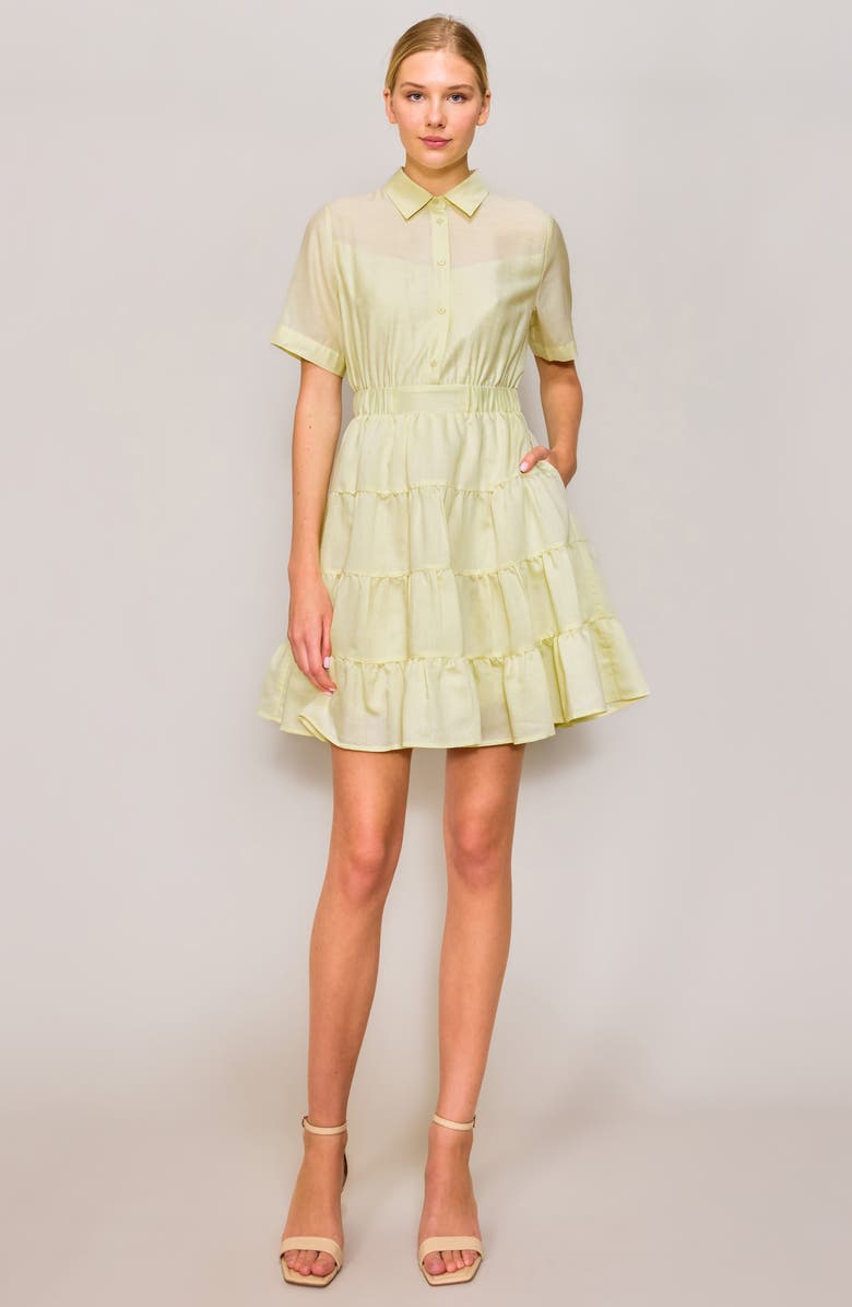 MELLODAY Short Sleeve Tiered Shirtdress, Alternate, color, 
